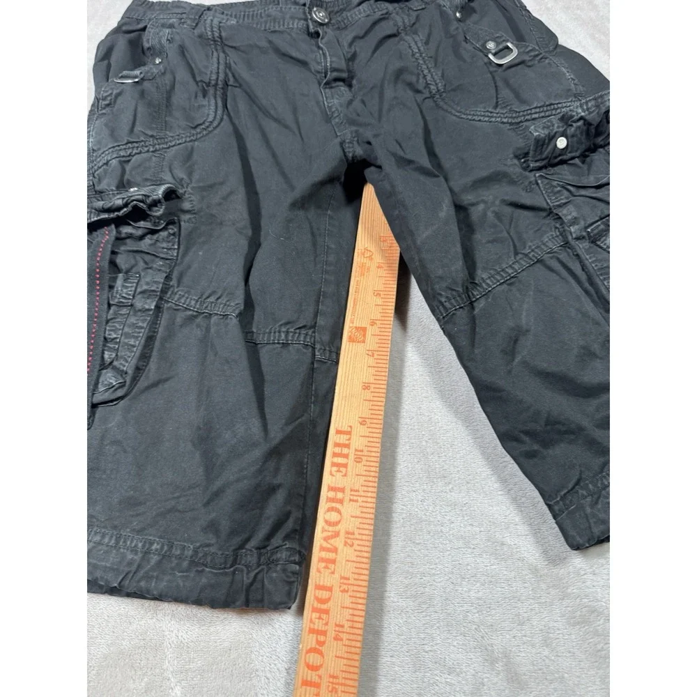 Twice Y2K Cargo Shorts Men's 34 Black Multi-Pocket Baggy Grunge 90s Twoce
